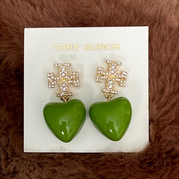 Tory Burch Jewelry - NWT Tory Burch Heart drop crystal and green Earrings